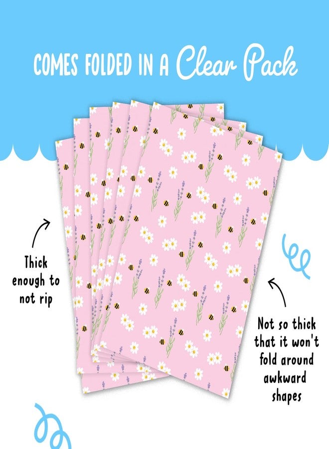 CENTRAL 23 Bee Wrapping Paper - Baby Shower - 6 Sheets Of Birthday Gift Wrap For Girls - Bees And Flowers - Pink Wrapping Paper - Comes With Stickers - Image 4